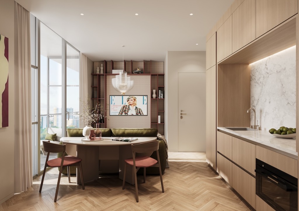 ELLE Residences Miami mutfak ve yemek alanı