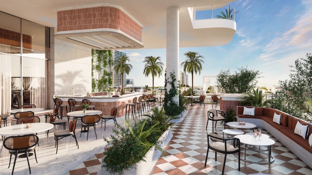 ELLE Residences Miami çatı katı bar ve teras