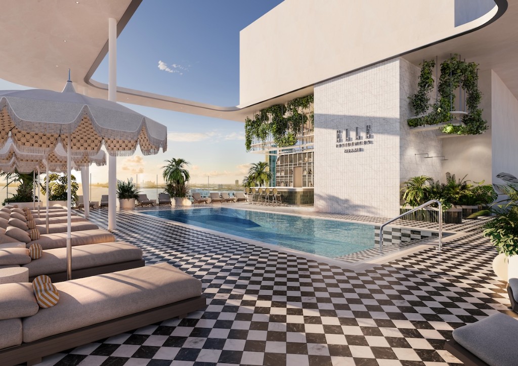 ELLE Residences Miami çatı katı havuz ve lounge
